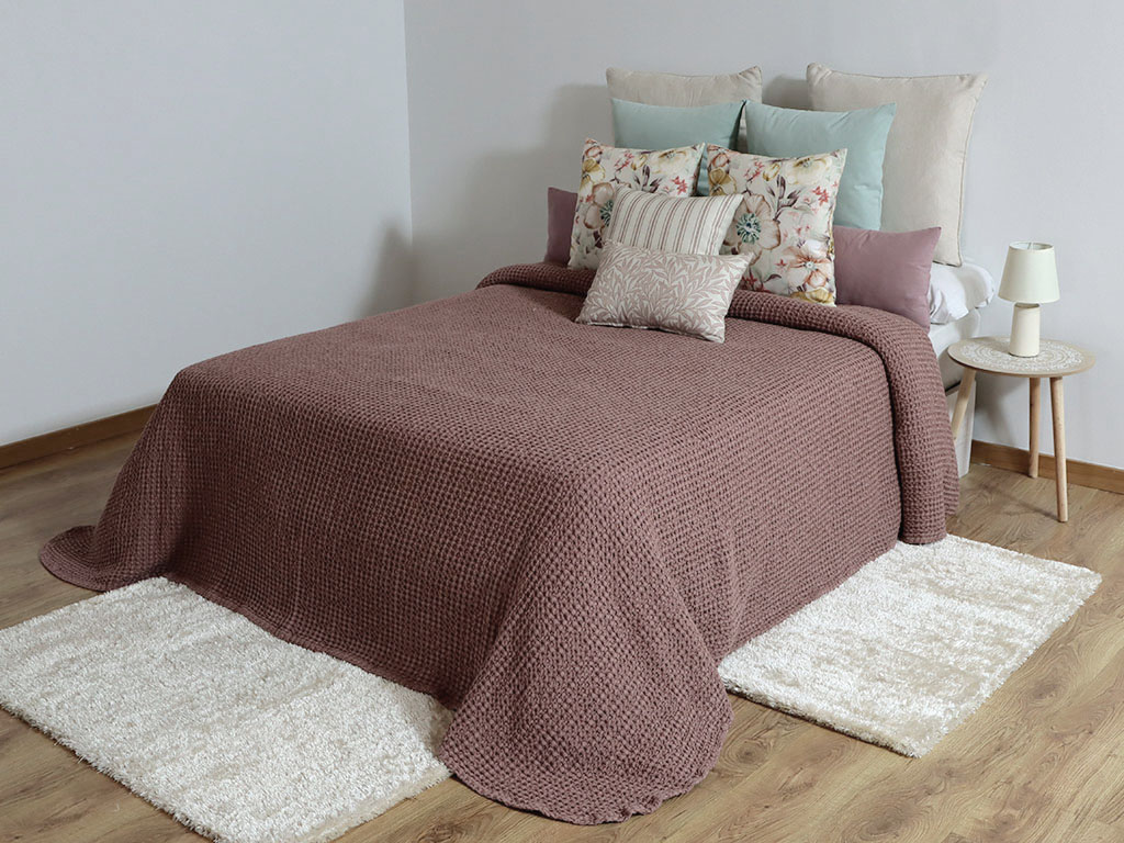 Colcha Waffle Rosa Viejo 150cm