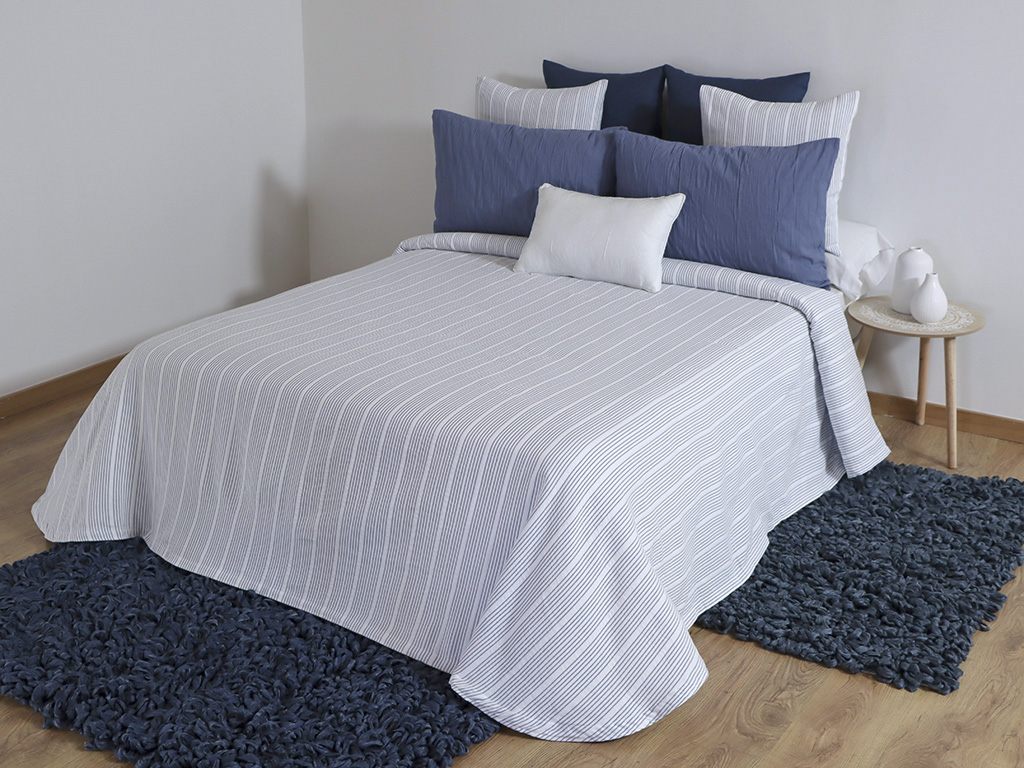 Colcha Marina azul cama 150cm