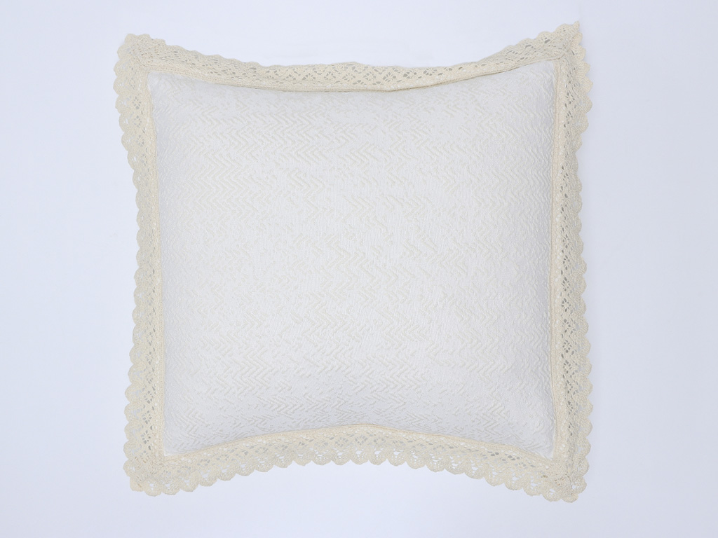 Funda cojín 50x50cm Leo Crudo Puntilla