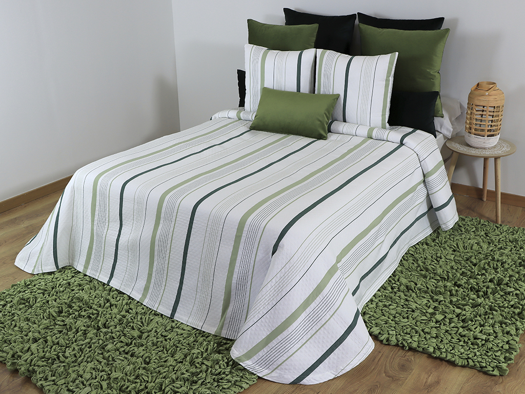 Colcha Noa 240x270 verde cama 135cm.