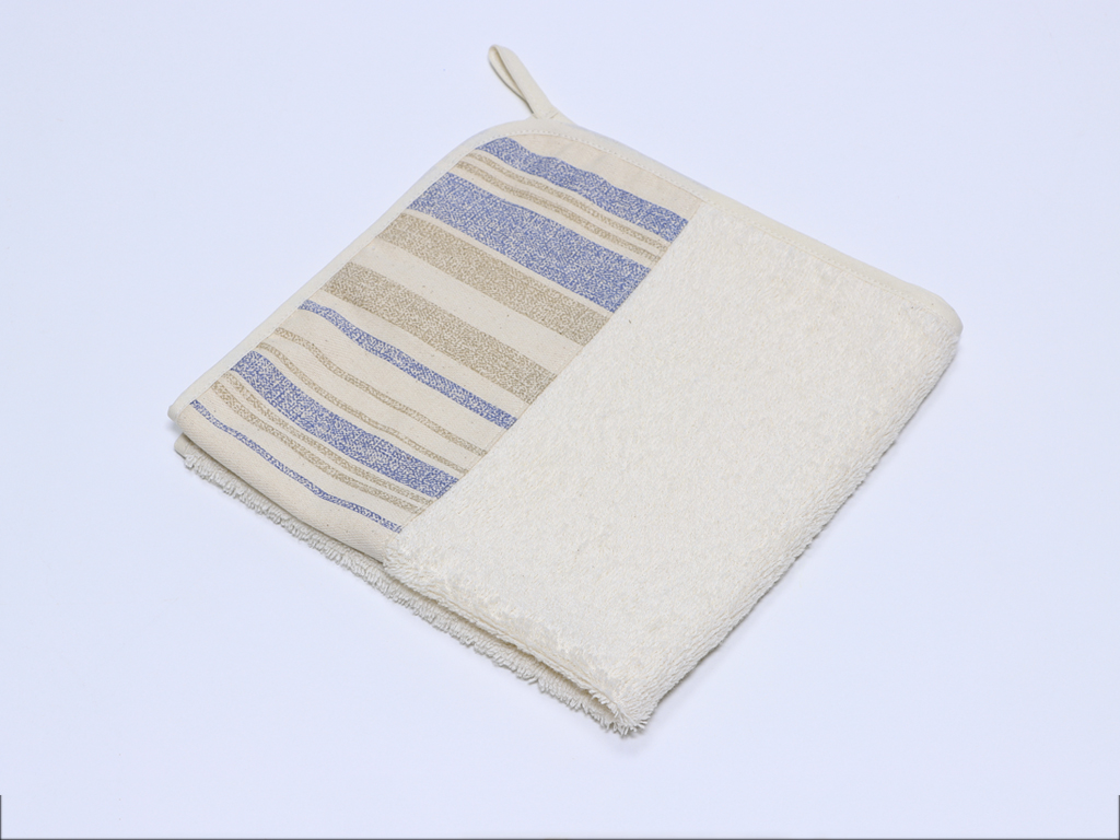 Paño rizo Rayas Azul-Beige