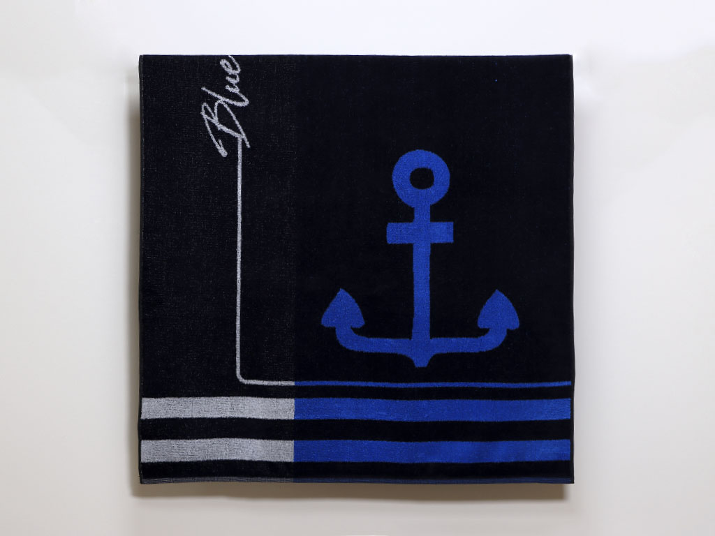 Toalla Jacquard Terciopelo Navy Line Turquesa