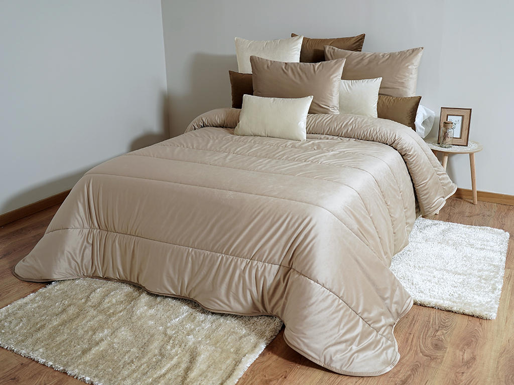 Edredón Lana Terciopelo/Borreguillo Beige 135cm