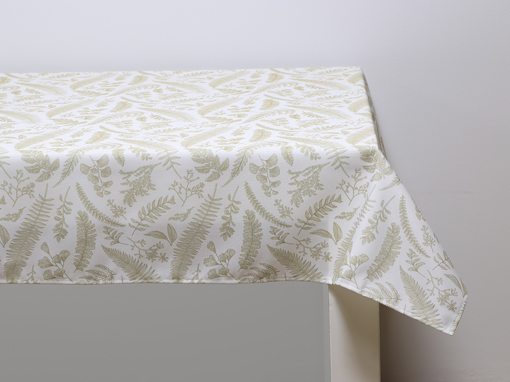 Mantel antimanchas Hojas Beige 150x200cm