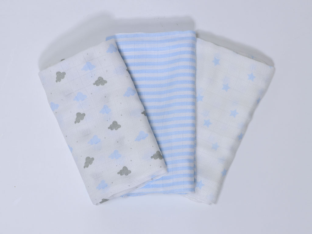 Muselinas Bambu Azul 3pzs Nube