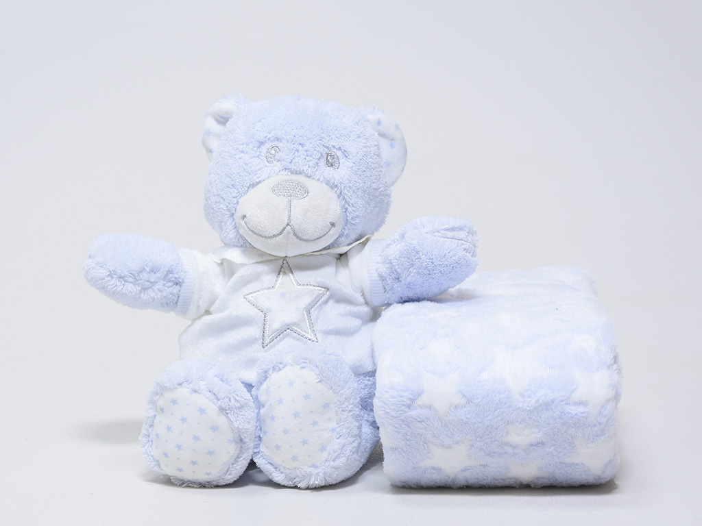Oso con mantita azul