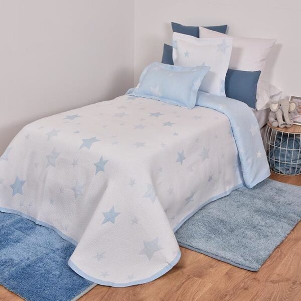 Colcha Estrella New Azul para cama de 90 cm 