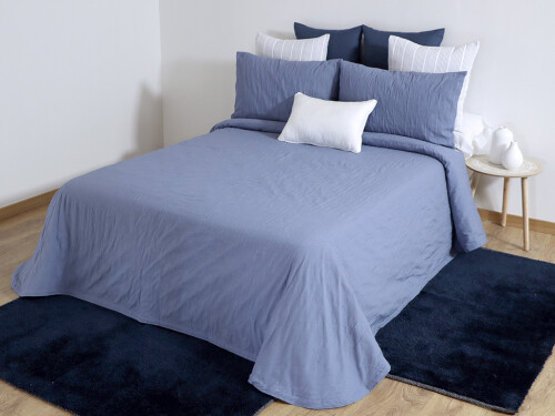 Colcha Lisa Azul cama 135cm