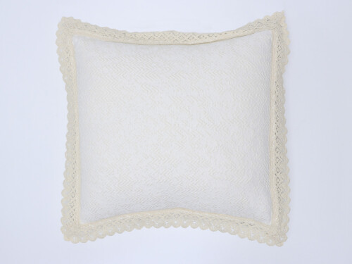Funda cojín 50x50cm Leo Crudo Puntilla