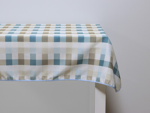 Mantel antimanchas Cuadros Celeste 140x240cm