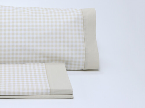 Juego sábanas Vichy Beige 150cm