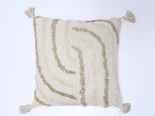 Cojín Rayas Natural Bordado Marron 45x45