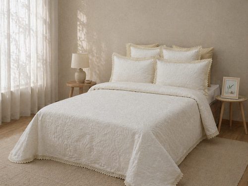 Colcha Fanny Puntilla Crudo 150cm