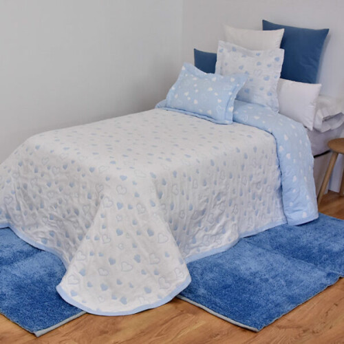 Colcha Corazón Azul  90cm