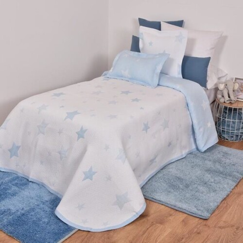 Colcha Estrella New Azul para cama de 90 cm 